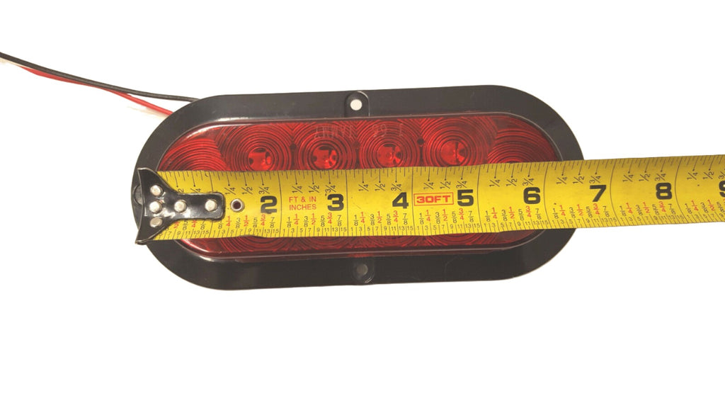 2 TWO - 6” Oval Red Flange Surface Mount Stop Turn Tail 10 LED  Trailer Light (J-66-FR-LOTOF2)
