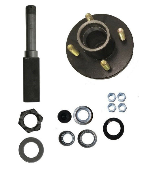 ONE Axle stub end 2000# 4 x 4 Hub Axel Kit with Square Spindles Side car Trailer (BYOAK-BT8-H440-SQ-ONE)