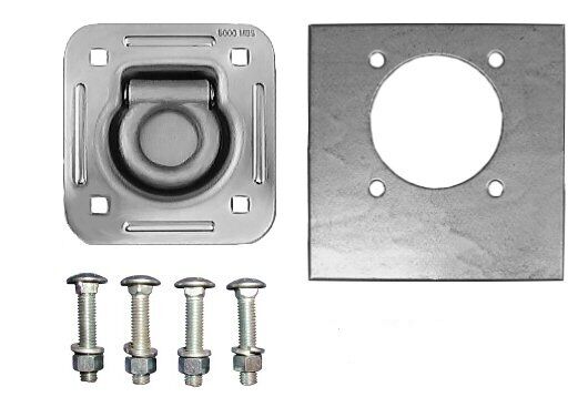 10- 1/2" Thick Recessed 5000# D Ring with Backing Plates & Bolts Car Trailer Pan (RR5K-LOTOF10)