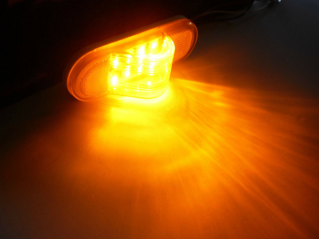 TWO - 6" Amber LED Mid Ship Lights Multi Function Park Turn Trailer Truck Semi (J-64-AK-LOTOF2)