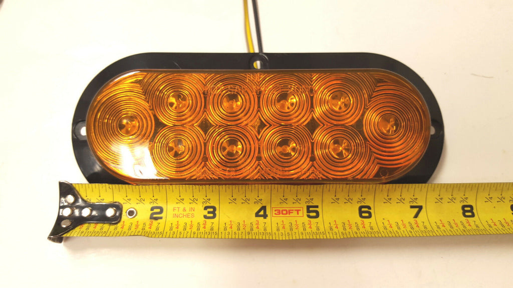 1-6” Oval Flange Mount 10 LED Lens Amber Light Chrome Bezel Trailer Truck  (J-66-FA + J-65-BZ-C)