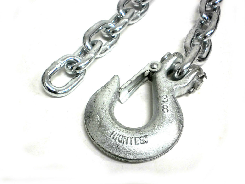 TWO - 3/8" Heavy Duty Safety Chain Forged Hook Trailer Camper RV 16,200# (HL35-LOTOF2)