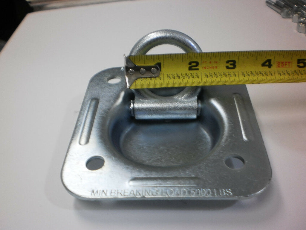 1/2" Dia Recessed 5000# D Ring KIT W/ Backing Plates Bolts Car Trailer Truck Pan (RR5K)