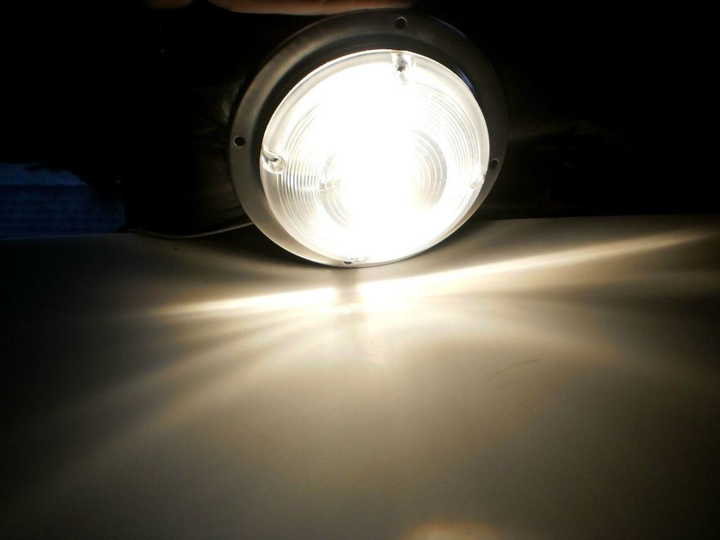 6” Round Interior Dome Light with Stainless Steel Base RV Camper Trailer  (D-61)
