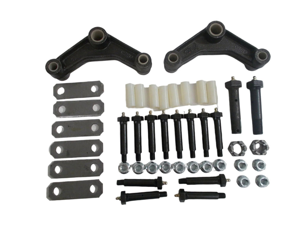 Greaseable Tandem Axle Trailer Suspension Rebuild Kit Wet 3/4 Center Bolt, 2.562" Shackle Straps, EQ 458 (SRK-TA-WB-458)
