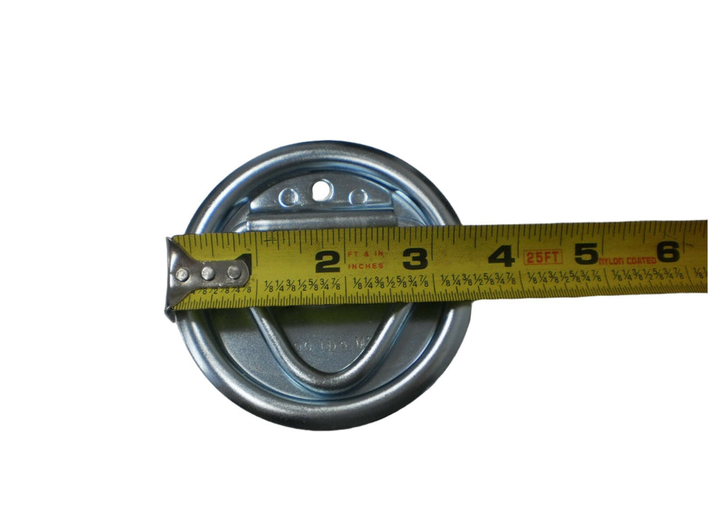 4 - 4" Round Surface Mount D Ring Tie Downs Trailer ATV 800# Rated with Bezel (RR02-LOTOF4)