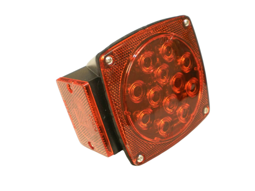 PAIR Boat Trailer LED Box Red Brake Stop Turn Tail Camper Under 80 w/ Wire Leads (J-24245 + J-24245L)