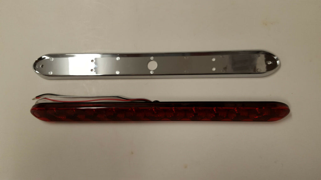 15" Low Profile Red LED Stop Turn Tail Light RV Trailer Truck USA & Chrome Bezel (T10-rr00-1 + T10-0c00-1)