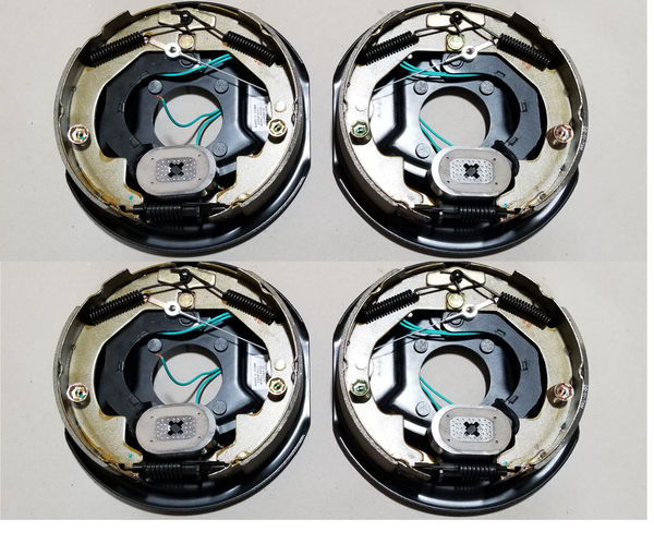 Four Trailer Backing Plate Brake Electric 10" Fits Dexter Nev-R-Adjust 3500 Self Adjusting (BK-10E-FSA-SET-2)