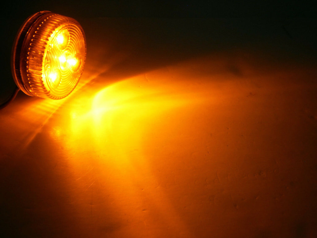 2" Amber Round Sealed Clearance Marker Light 4 LED 3M Self Adhesive Back Mount  (J-15-SA)