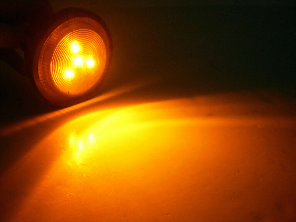 2.5" Amber Round Sealed Lamp Clearance Marker Light 4 LED Grommet Mount 2 1/2 (J-25-AK)