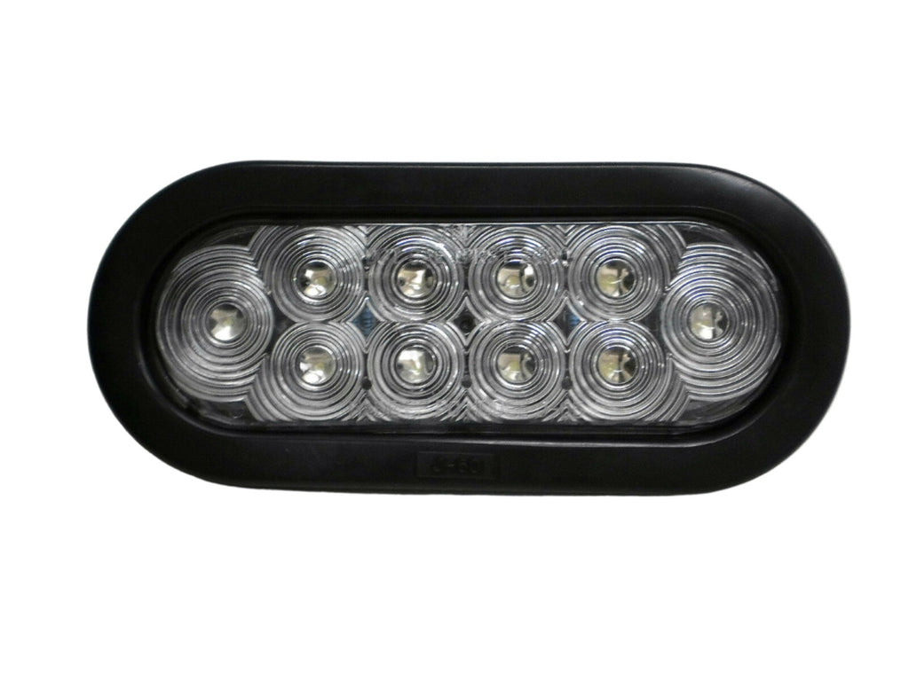 2-LED 6" Oval WHITE Light Back up w/grommet 12v trailer (J-66-CK-LOTOF2)