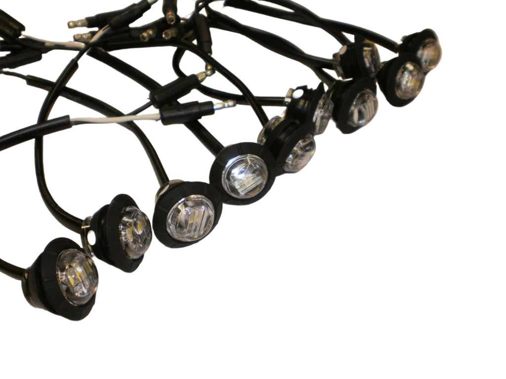 10x Maxxima 3/4 Mini Red Clear LED Marker Clearance Light Ghost Fire Eye Trailer (M09300RCL-LOTOF10)