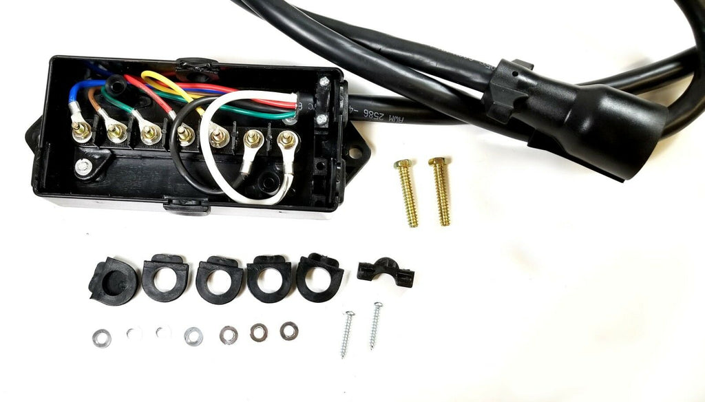 7 Way Plug Inline Pre-Wired Trailer BLACK Cord Junction Box 6 Ft Wiring Cable Towing (6FT-JB-BLK)