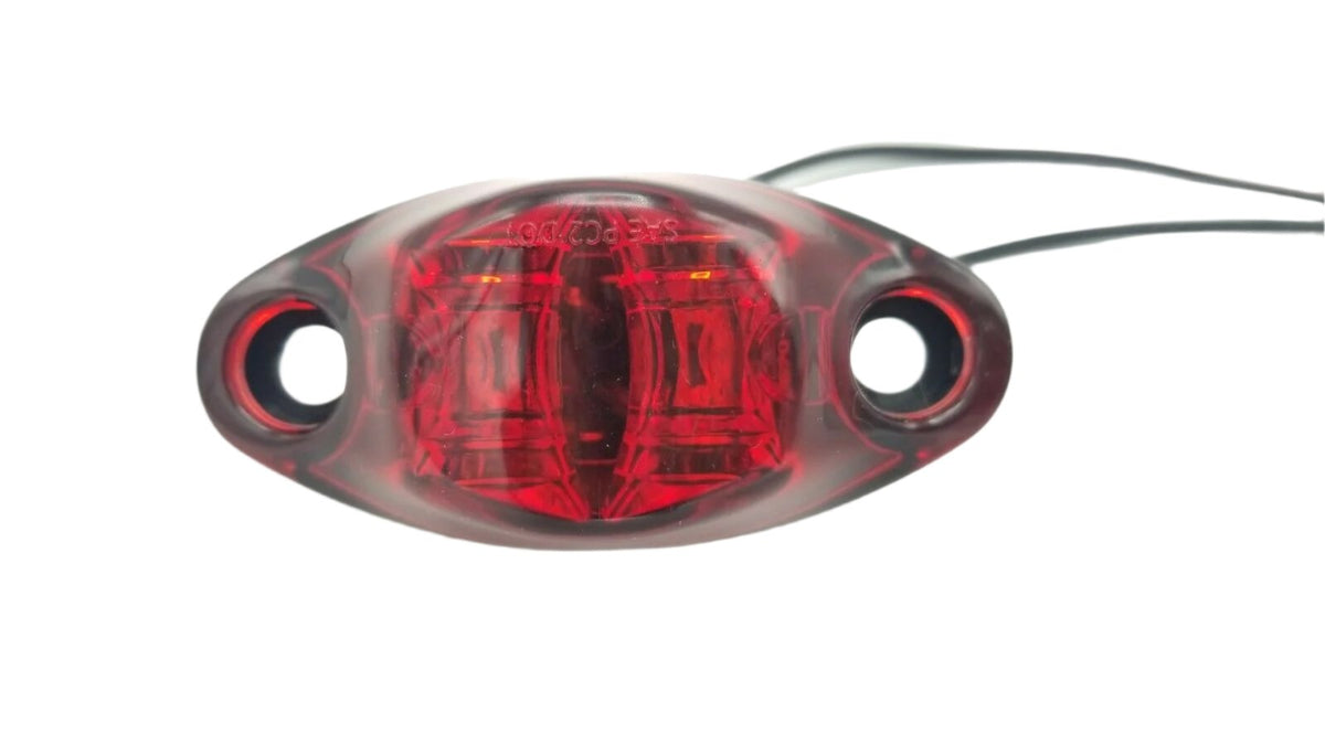 Red LED Oval Dragons Eye 2 Diode Red Lens/Light Marker Clearance Trailer (L04-0072R)