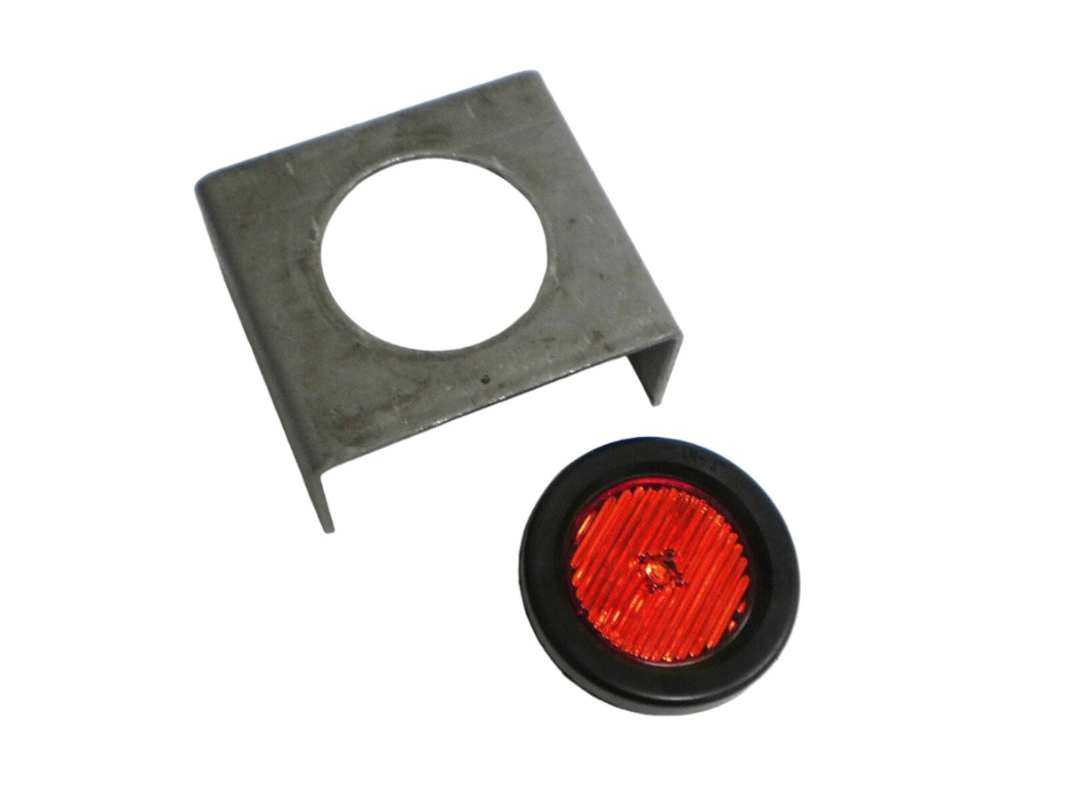 Custom Weld On Bracket Mount with 2" Round Red LED Reflective Light  (S30-RR00-1-KIT + LB-SP)