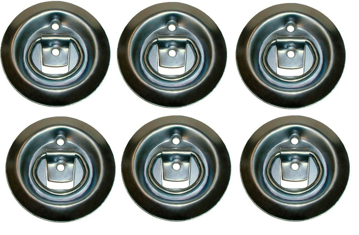 6 - 4" Round Surface Mount D Ring Loop Rope Chain Tie Down Trailer 800#  (RR08-LOTOF6)