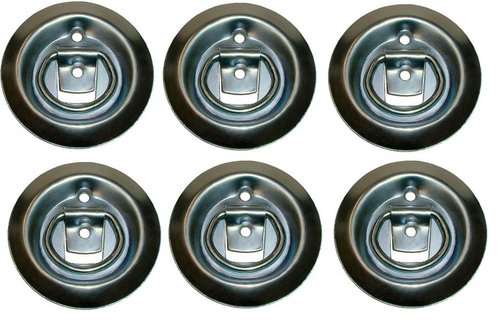 6 - 4" Round Surface Mount D Ring Loop Rope Chain Tie Down Trailer 800#  (RR08-LOTOF6)