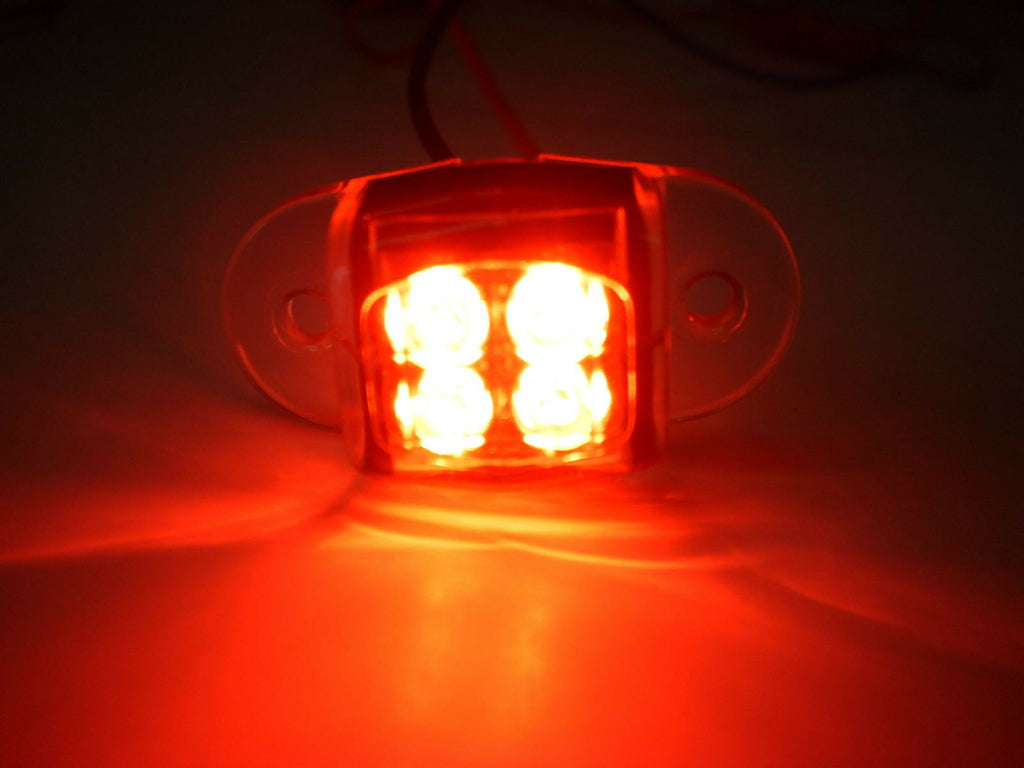 TecNiq Red Clear 4 LED SS Dragon Light Motorcycle Camper Trailer Truck USA (D14-D000-1 + D14-0S00-1)