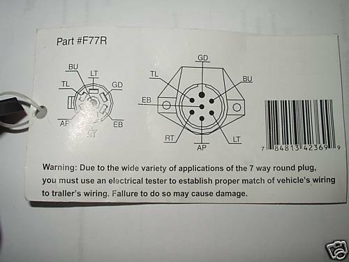 7 Round Pin Trailer- 7 blade Truck Plug Cord Adapter Electrical light Connector  (F77R)