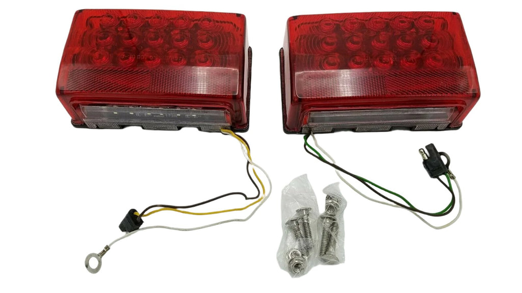Pair LED Box Stop Turn Tail Trailer Camper RV Lights, (J-72 + J-72-L)