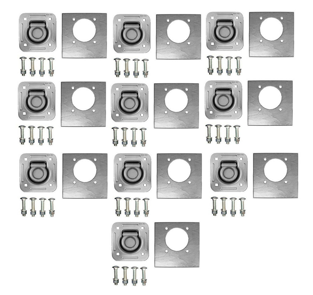 10- 1/2" Thick Recessed 5000# D Ring with Backing Plates & Bolts Car Trailer Pan (RR5K-LOTOF10)