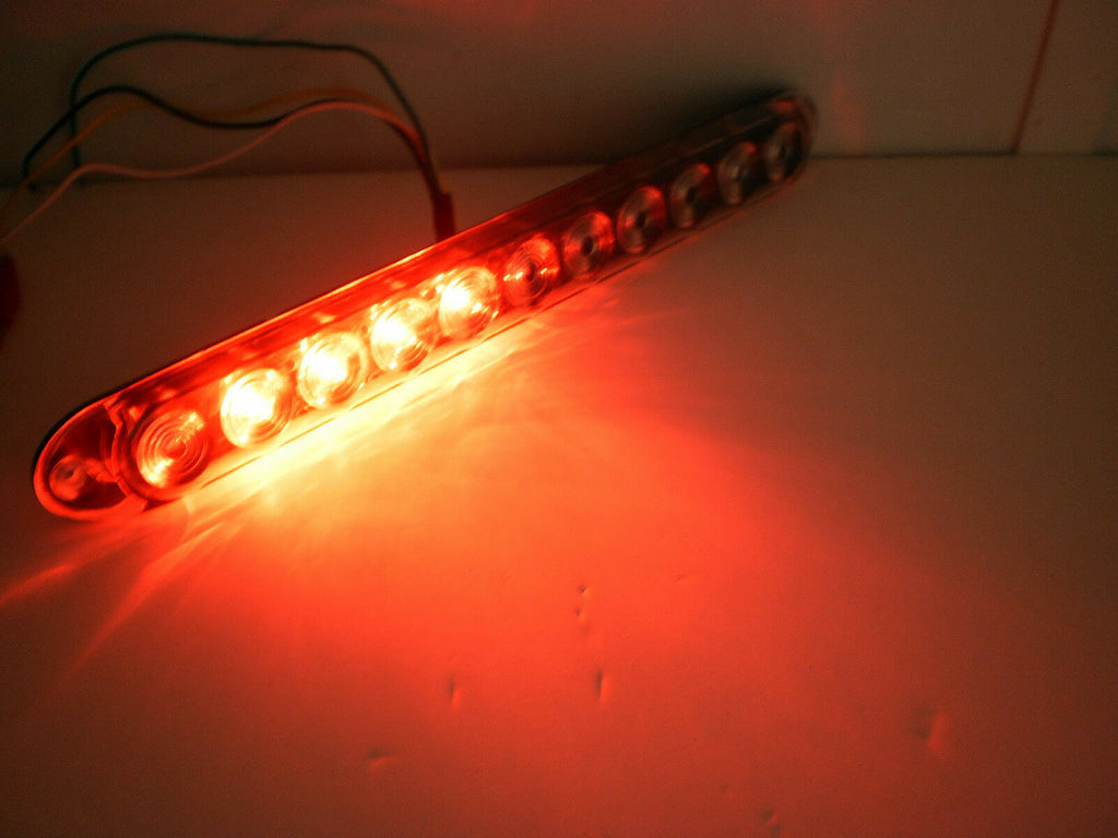 15" Jammy Red Clear Hi Mount Center ID Bar 11 LED Stop Turn Tail Light Trailer Truck (J-5354-RC)