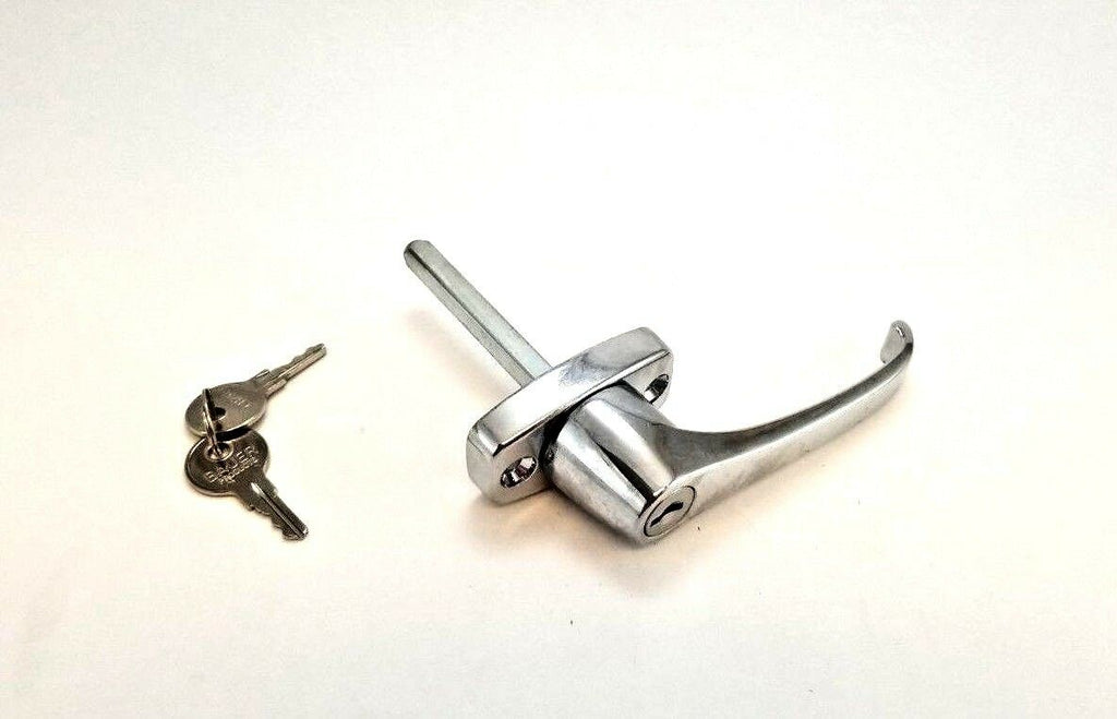 Universal  Locking L Handle Chrome Finish Trailer Camper RV Garage Door Baggage (HL20136)