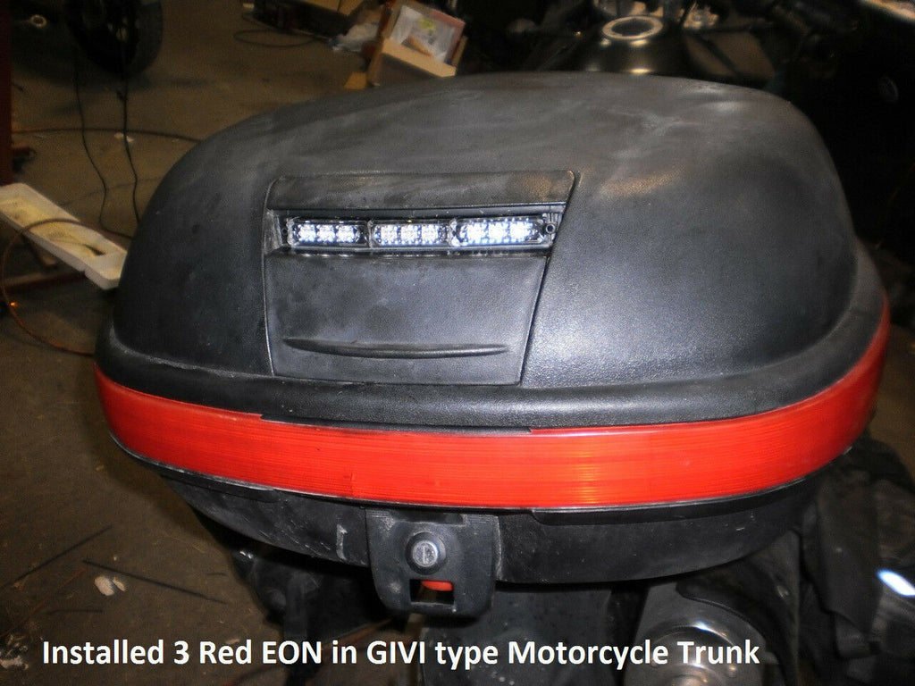 1  -USA TecNiq  Red Clear EON LED Dual Function STT Motorcycle W/vert SS Mount  (E03-D003-1 + E03-0SH0-1)