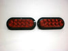 2 TWO - 6” Oval Red Flange Surface Mount Stop Turn Tail 10 LED  Trailer Light (J-66-FR-LOTOF2)