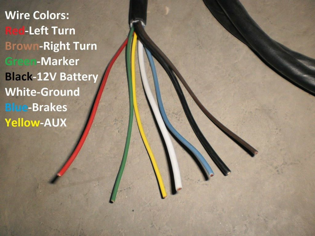 7 Way Plug Inline Pre-Wired Trailer BLACK Cord Junction Box 6 Ft Wiring Cable Towing (6FT-JB-BLK)