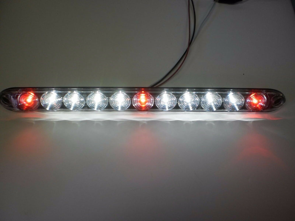 15" Tec Niq Red 3 ID Bar Reverse white light Truck Trailer RV w/Chrome Bezel USA (T12-RW00-1 + T10-0C00-1)