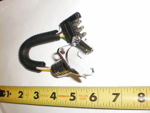 Trailer Plug Adapter 4 Flat Truck End to 5 Round Trailer End Wire Camper Lights (F45R)