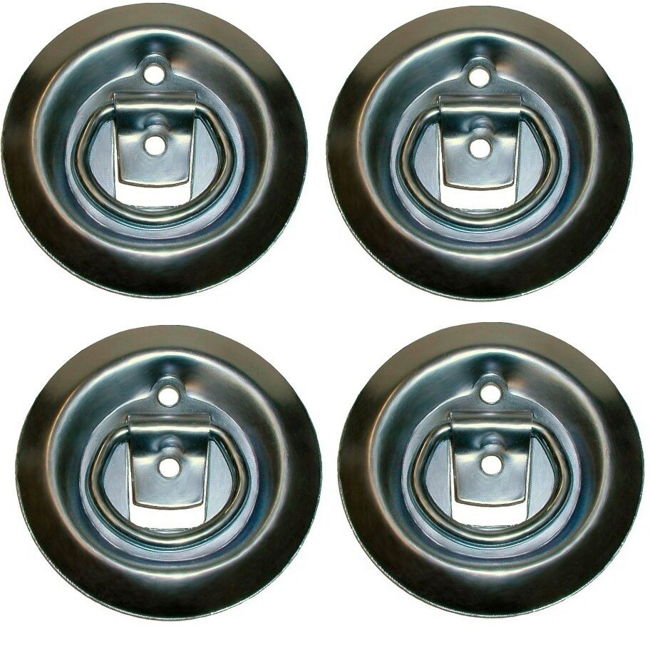 4 - 4" Round Surface Mount D Ring Loop Rope Chain Tie Down Trailer 800# (RR08-LOTOF4)