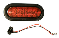 2- 6"  LED Light Oval Stop Turn Tail Red Red Grommet Trailer Camper Semi RV  (J-66-RK-LOTOF2)