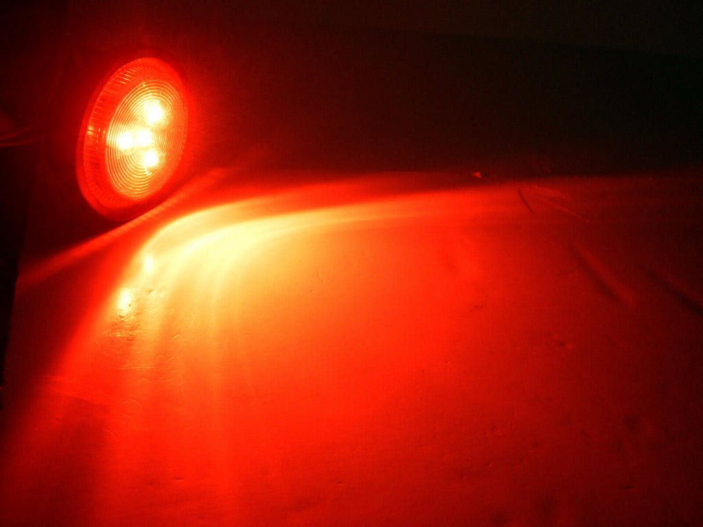 2.5" Red Clear Round Sealed Clearance Marker Light 4 LED Grommet Mount 2 1/2 (J-25-RKC)