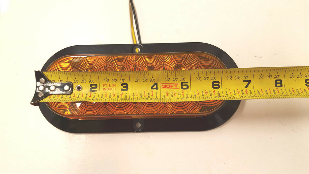 1-6” Oval Flange Mount 10 LED Lens Amber Light Chrome Bezel Trailer Truck  (J-66-FA + J-65-BZ-C)