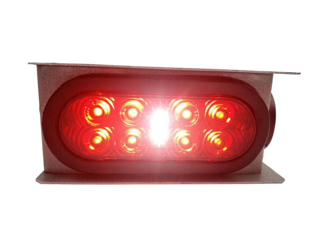 6" Oval Red LED Stop Turn Tail & Backup Steel Light Box Kit Trailer Truck Marker (LBK6-RBK)