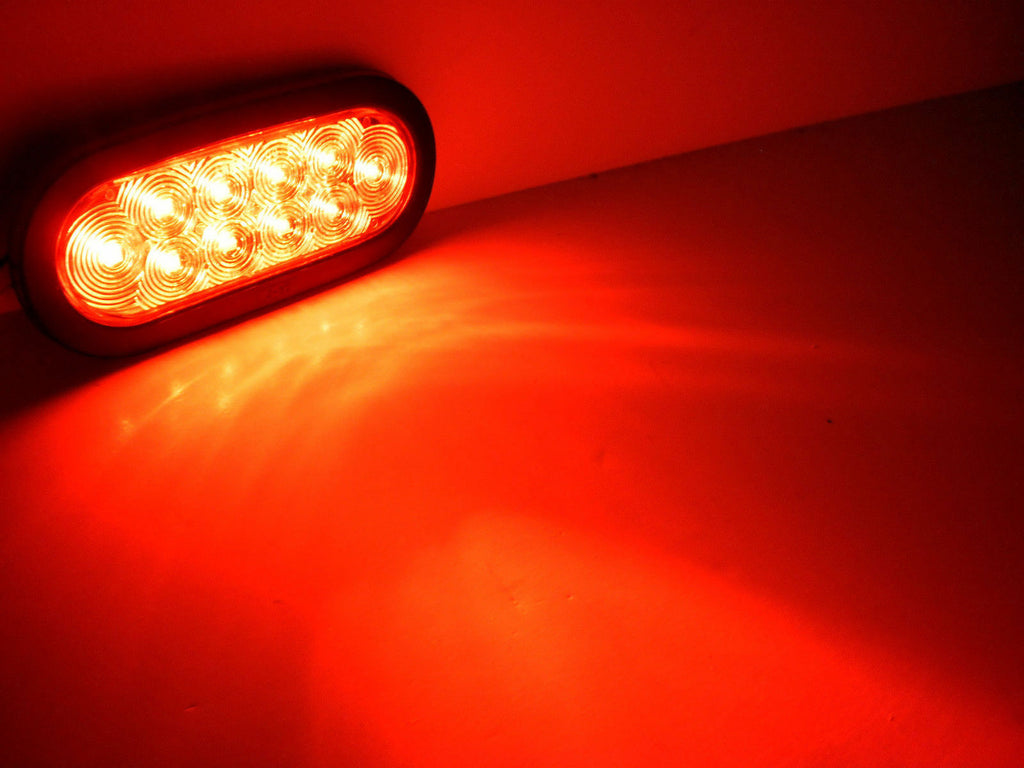 6" Oval Red LED Stop, Tail &amp; Turn Lights — Set of 6 (J-66-RK-LOTOF6)
