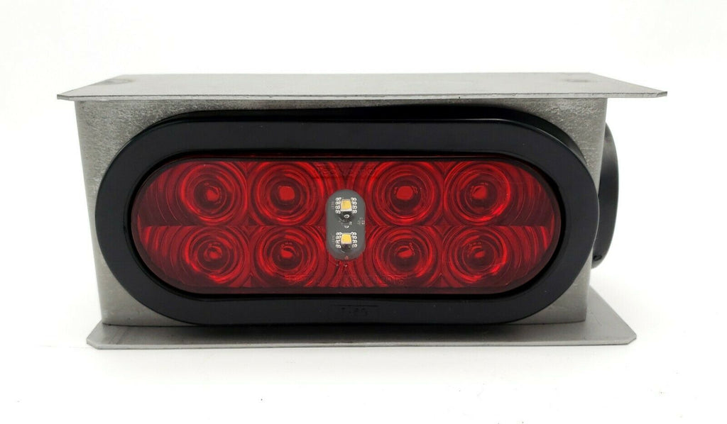 6" Oval Red LED Stop Turn Tail & Backup Steel Light Box Kit Trailer Truck Marker (LBK6-RBK)