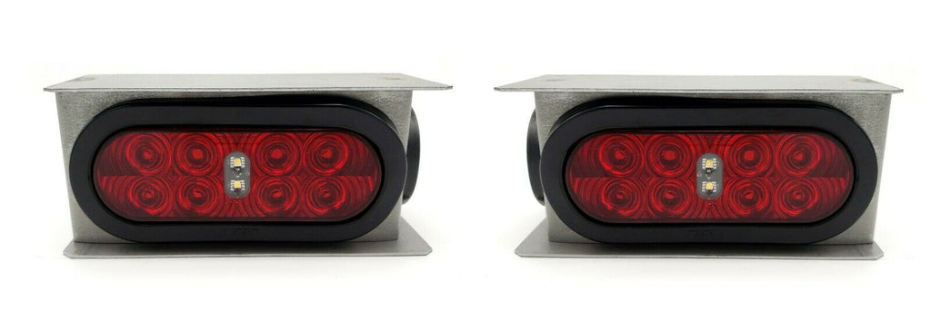 6" Oval Red LED Stop Turn Tail & Backup Steel Light Box Kit Trailer Truck Marker (LBK6-RBK)