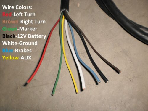 7 Way Trailer End Molded Plug w/ 12 feet of 7 Jacketed Wires RV Double Contact (J-7127-WH)